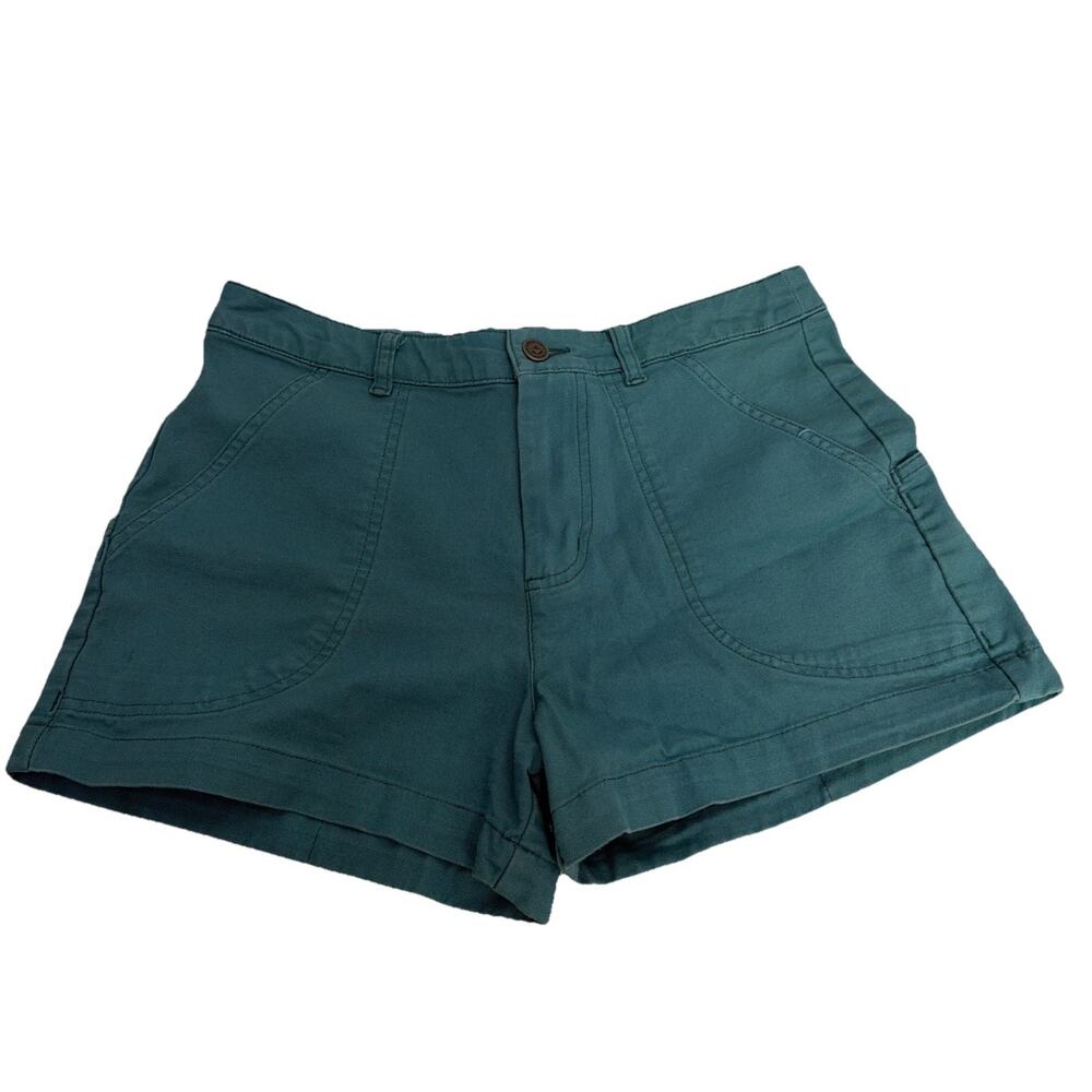 High-Rise Teal Women's Cotton Shorts